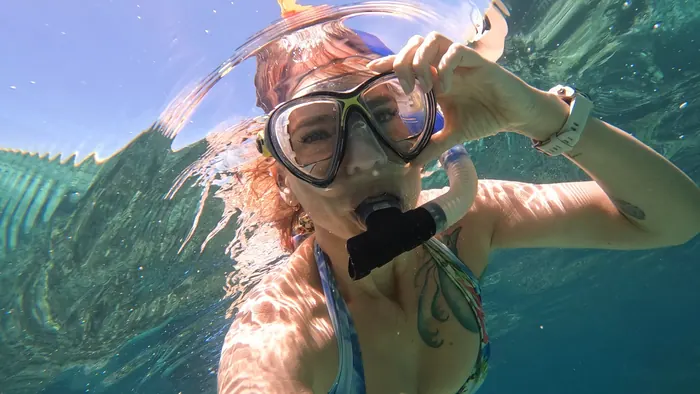 Snorkeling in crystal-clear water